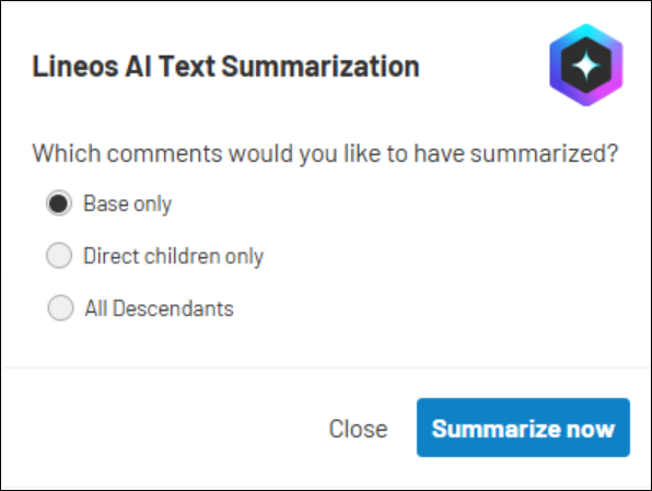 Lineos AI Text Summarization Window